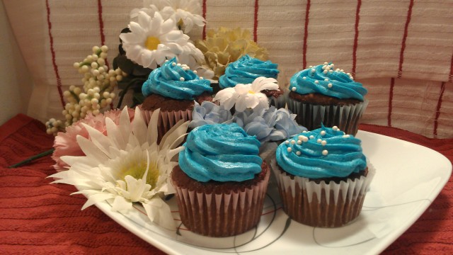 Chocolate Cupcakes with Blue Buttercream Frosting